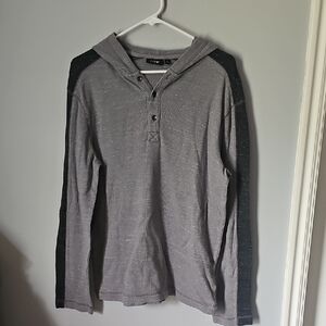 Apt. 9 Gray and Black Henley Hoodie